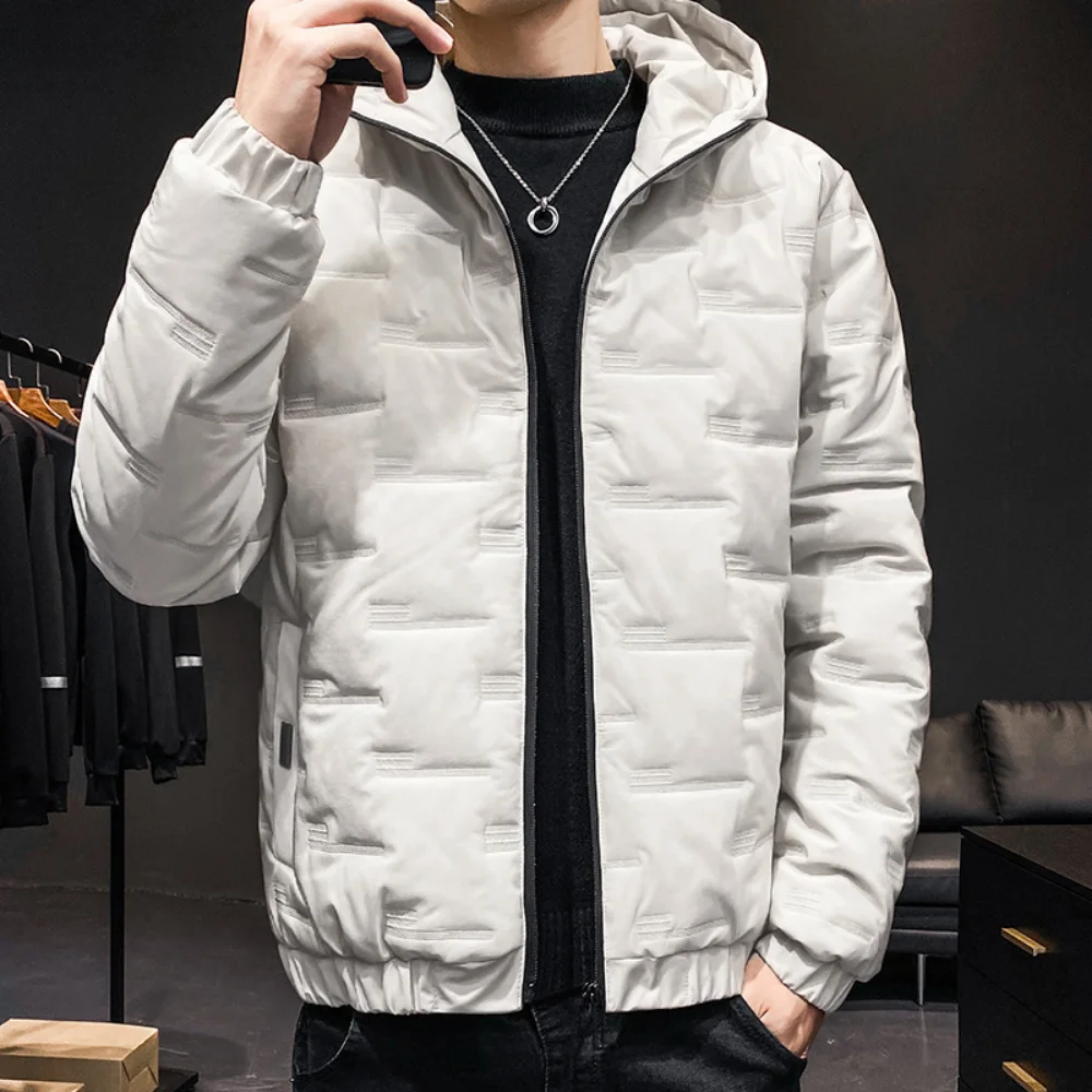 Covrlge Men's Windproof Bread Plush Thickened Cotton-padded Clothes Winter Simple hoodies Collar Male Solid Color Parka MWM177