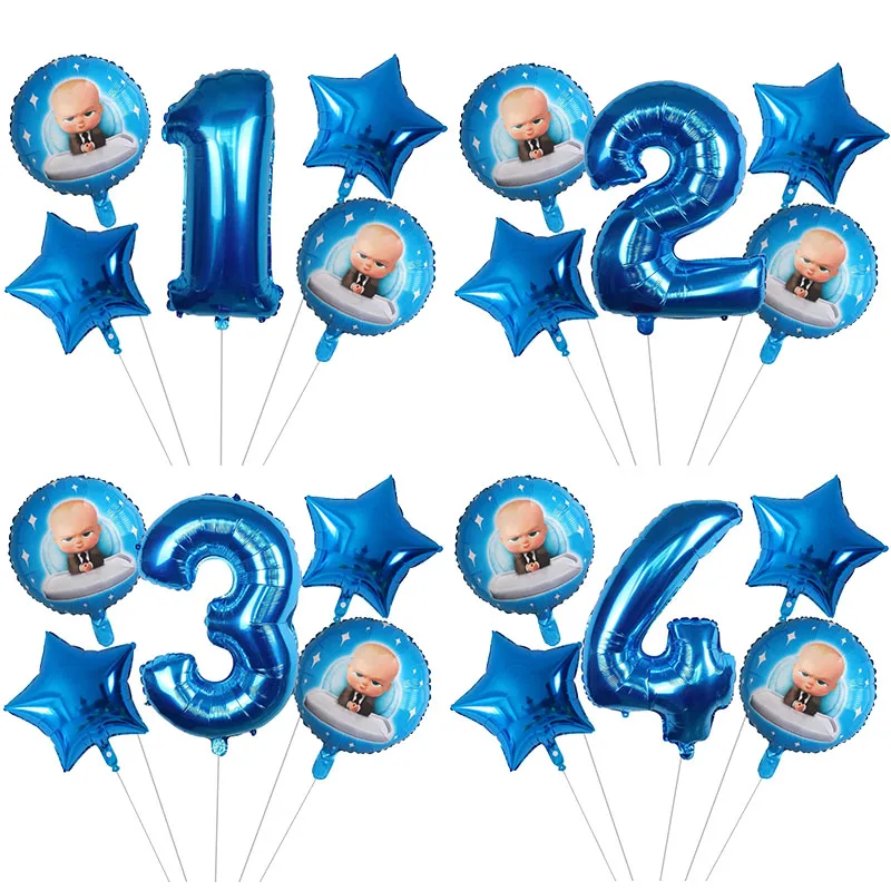 

5pcs 18inch Star Baby Boss Foil Balloons Set 30inch Blue Number Globos Baby Shower Children Birthday Party Decorations Kids Toys