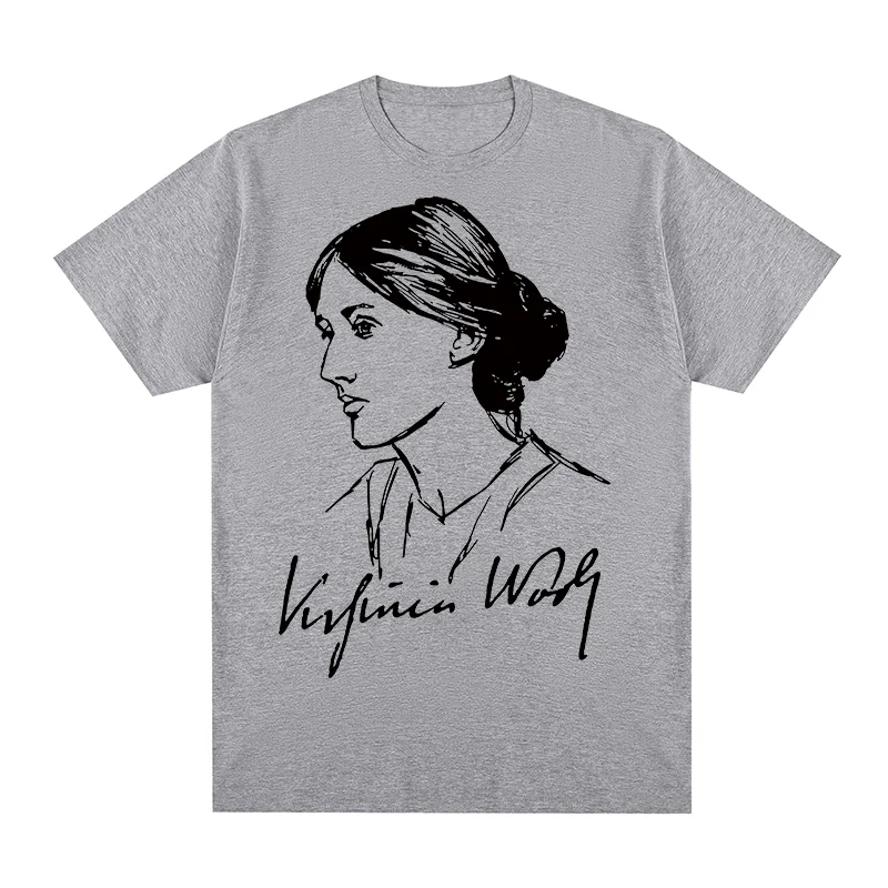 Фото Винтажная футболка Virginia Woolf, авторский писатель, поток сознания, хлопковая мужская футболка, новая футболка, женские топы №1