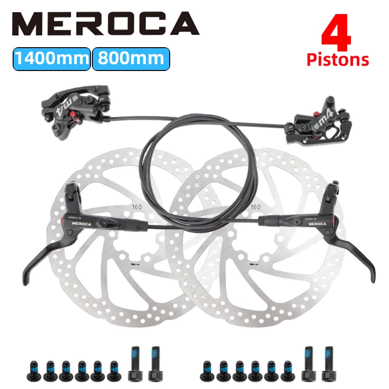 

MEROCA M4 MTB Hydraulic Disc Brake4Piston w/Cooled Full Metal Pad CNC Mountain Bike Brake for AM Enduro Bike E4ZEEM8120 v brake
