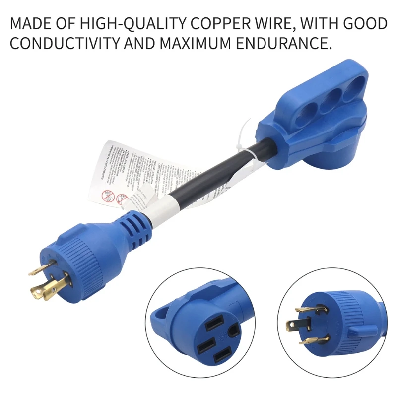 

RV Motorhome Charging Accessories 30A to 50A Power Cord Adapter 10AWG Charging Line Electrical Connector Plug D7YA