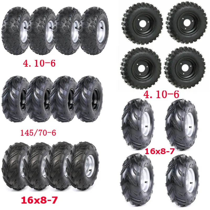 4 sztuk 4.10-6 145/70-6 16X8-7 opony felgi do gokartów Scoote QUAD Bike Buggy Wózek Drift Trike DIY ATV