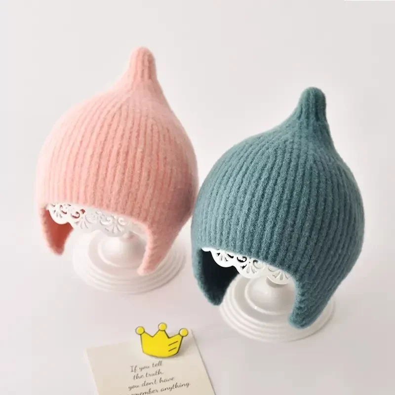 

Warm Baby Ear Protection Kids Knit Hat Soft Baby Bonnet Cap For Girls Boys Newborn Beanies Kids Hat New Born Photography Props