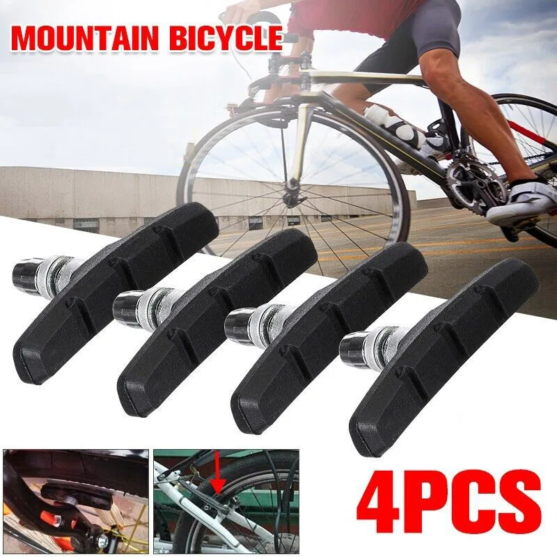 

2Pairs Durable Bicycle Silent Brake Pads Cycling V Brake Holder Pads Shoes Blocks Rubber Pad For Long-lasting Performance Good