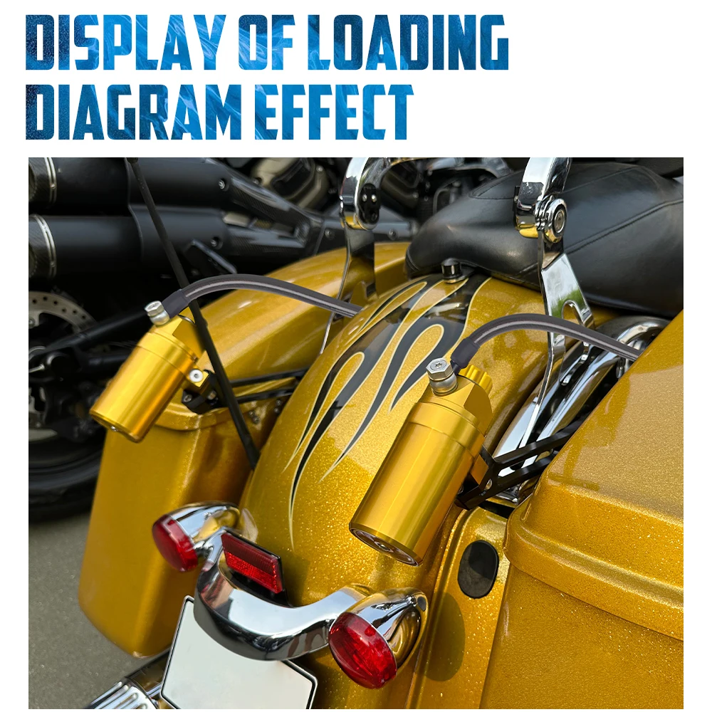 Фото Задние амортизаторы, регулируемая пружина для мотоцикла Harley Touring Road King Street Glide 2014-Up, подвеска с дистанционным резервуаром №2