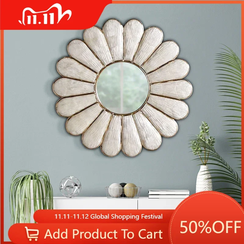 

Round Decorative Wall Mirrors Aesthetic Novel Toilet Irregular Large Mirror Light Makeup Decoracion Pared Room Decoration BB50JZ