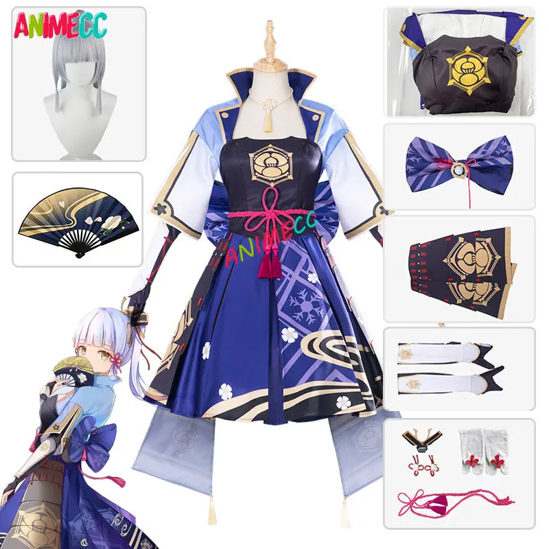 

Genshin Impact Ayaka Kamisato Cosplay Anime Game Genshin Impact Costume Women Party Halloween Wig Shoes Girl Chinese Fan Dress