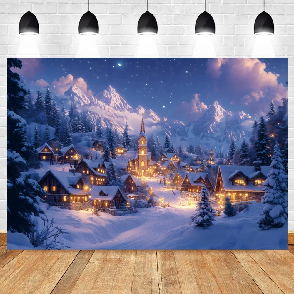 Winter Countryside Photo Backdrop Snowy Forest Mountain Natural Landscape Christmas Decor Photography Background Photozone Props