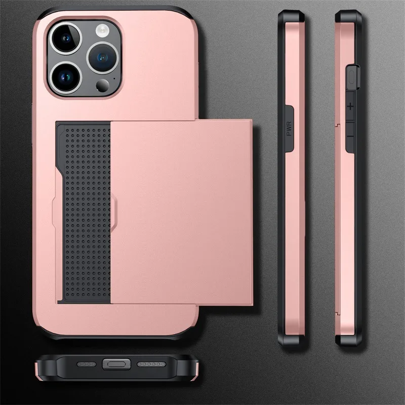 

Чехол для iphone15 iPhone 14 слайдер карта 2 в 1 противоударный 13Pro кошелек Чехол XR