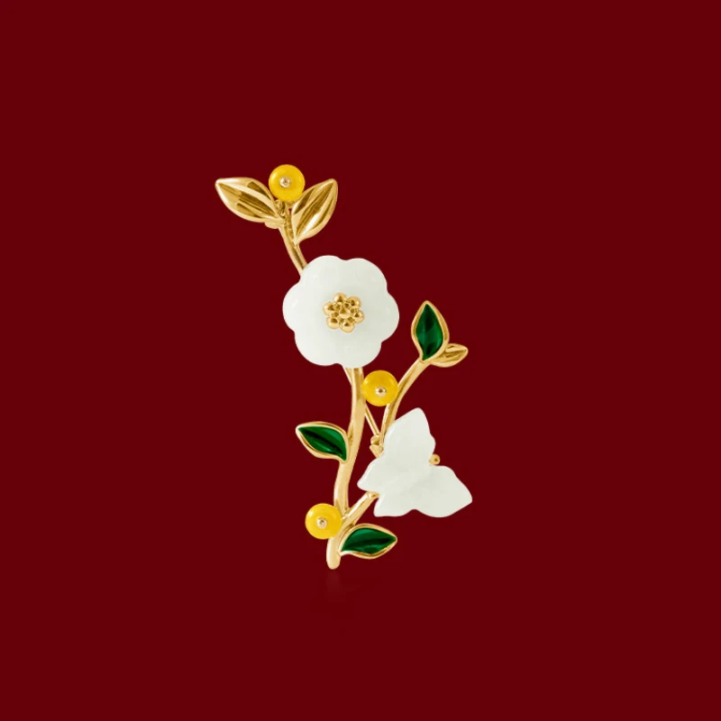 

Эмалированная булавка из древнего золота, изысканный нефритовый цветок, роскошные свадебные женские аксессуары