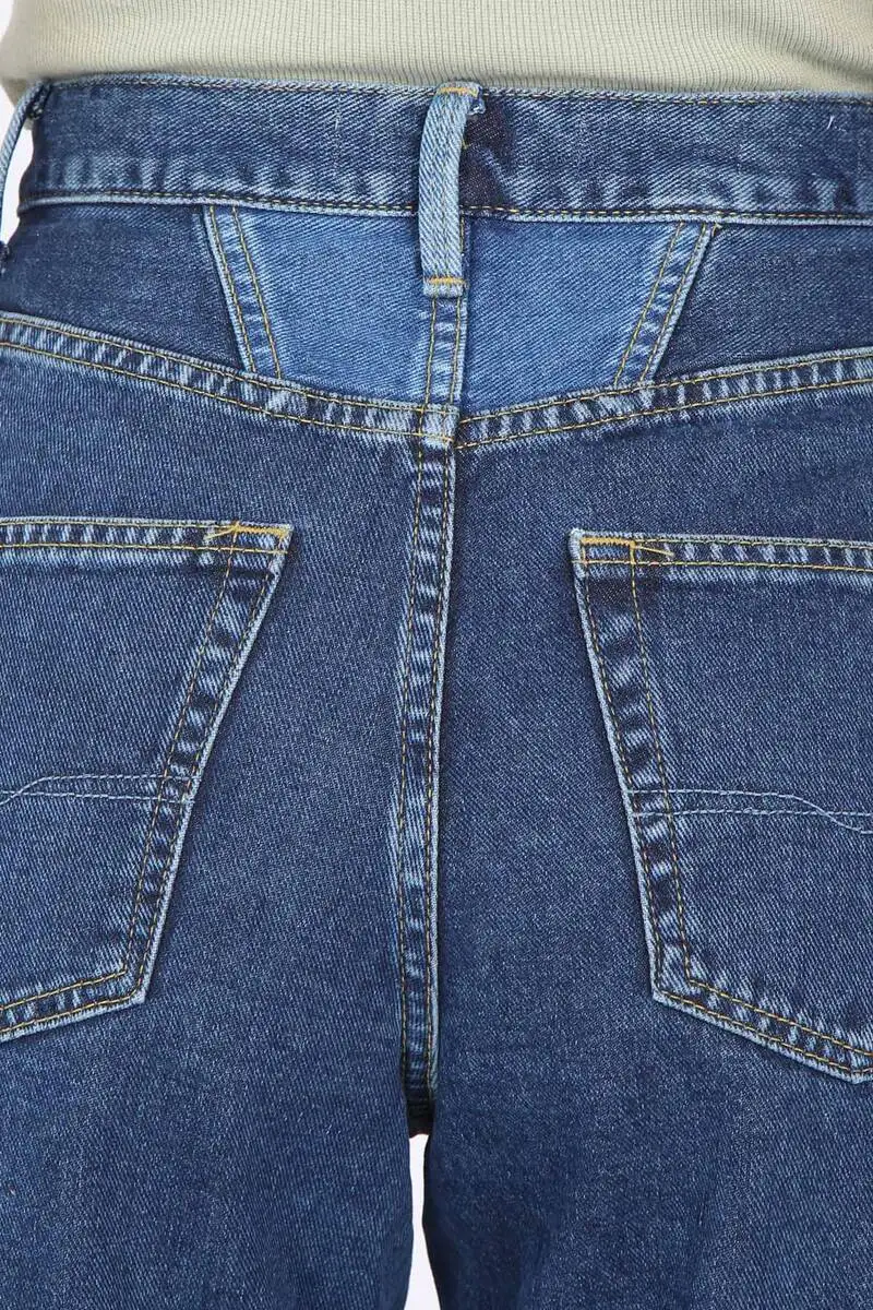

Womens Dark Blue Waist Detailed Mom Jean Trousers