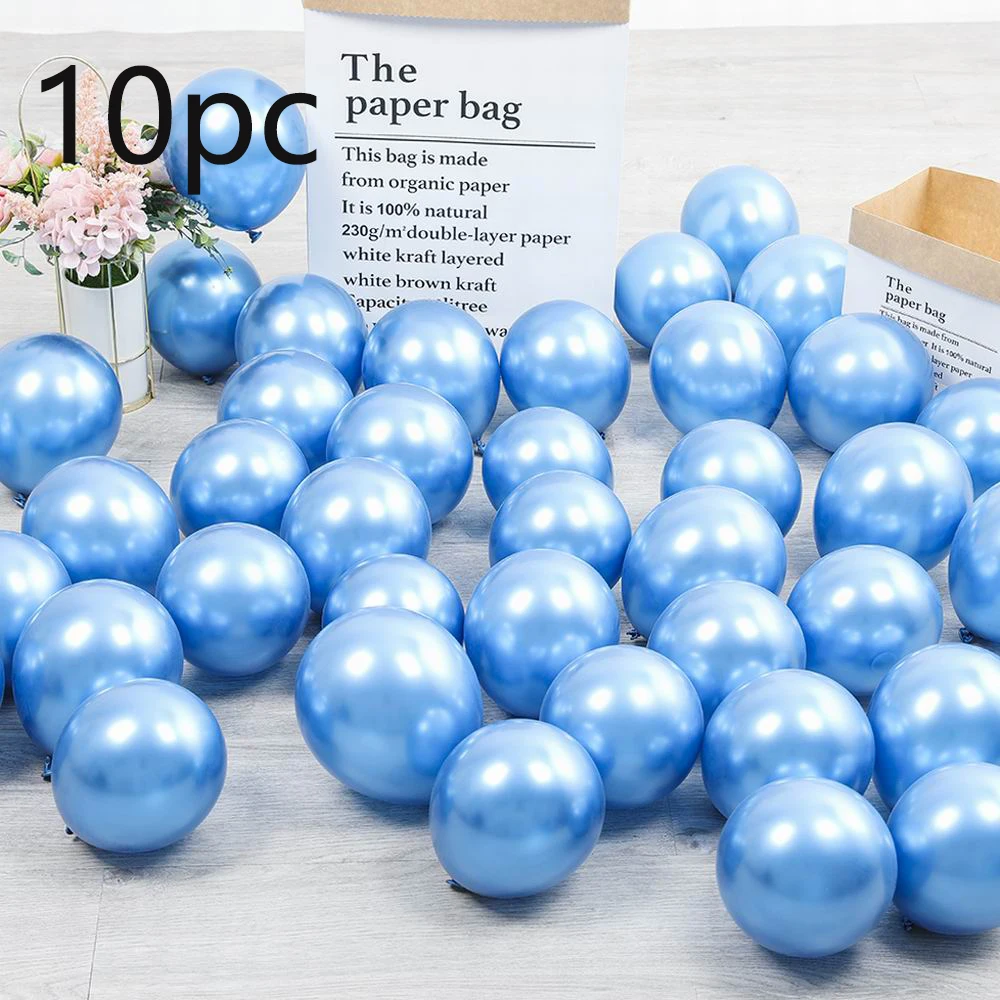 Латексные шары Макарон одноцветные металлические шарики с конфетти синего цвета