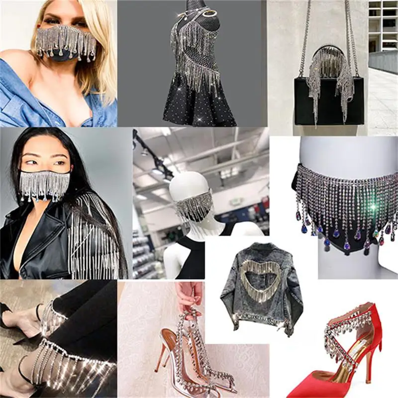 Модное блестящее серебряное покрытие украшение с кристаллами бахрома