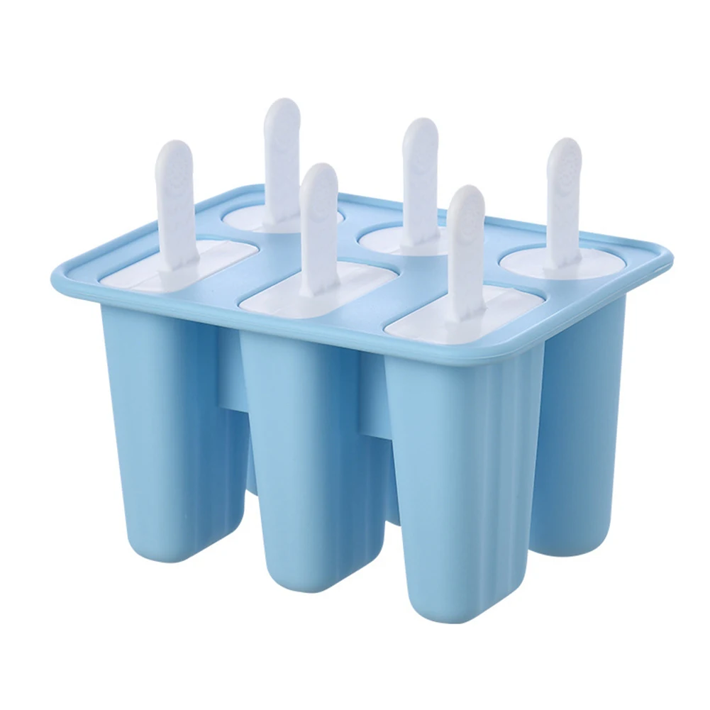 

Silicone Ice Cream Mould Kitchen Ice Cubes Maker Six Holes Lolly Moulds Tray Bar Tools Ice Cube Molds Reusable Handmade Mold