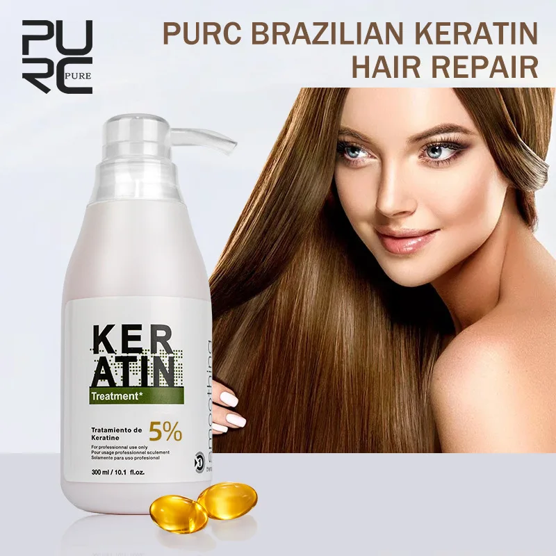 

PURC Keratin Hair Treatments Straightening Curly Hair Smoothing Keratin Repair Damage Hair Care Products 0% 5% 8% 12% Formalin