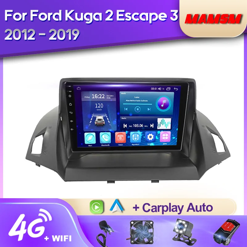 

MAMSM 2K QLED Android 12 Car Radio For Ford Kuga 2 Escape 3 2012 - 2019 Multimedia Video Player Navigation GPS Carplay Autoradio