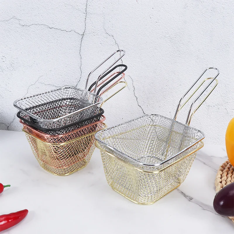 

Mini Stainless Steel Chips Deep Fry Baskets Food Presentation Strainer Potato Chef Colander Tool Frying French Fries Basket