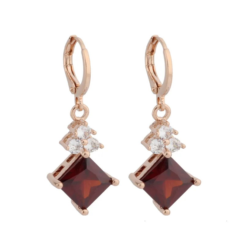 

New Trend 2022 Square Unusual Earrings Women Wedding Jewelry Rose Gold Color Natural Zircon Dangle Earrings Gifts For Women