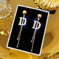 2022 new classic d letter dangle earring south korean womens fashion jewelry personality metal tassel earrings party accessorie
