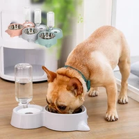automatic pet cat water dispenser stainless steel dog food bowl feeder double bowl drinking not wet mouth portable pet supplies
