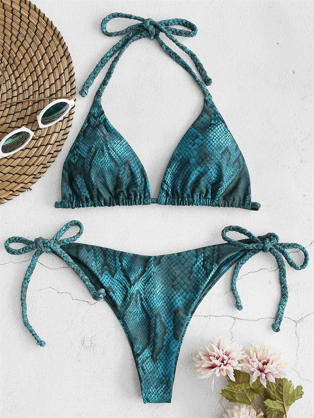 z nadrukiem węża String Bikini stringi Strój kąpielowy dla kobiet Trend 2024 Podkładki kąpielowe Dwuczęściowe Micro Y2K Brazylijskie zestawy