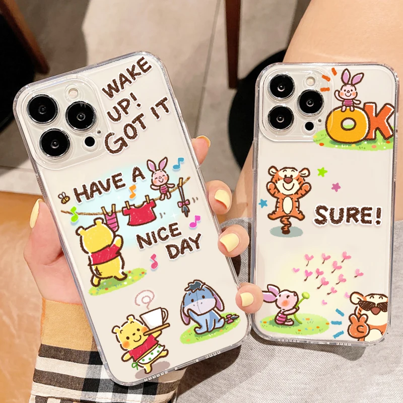 

Cute winnie the pooh childhood Phone Case For Apple iPhone 14 13 12 11 SE XR 7 8 6 mini Plus Pro MAX 2020 Transparent Cover