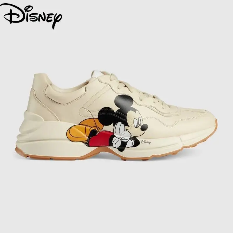 

Disney Mickey Ladies Comfortable Lace-up Sneakers Simple Cartoon Casual Shoes Spring and Autumn Fashion Non-slip Breathable