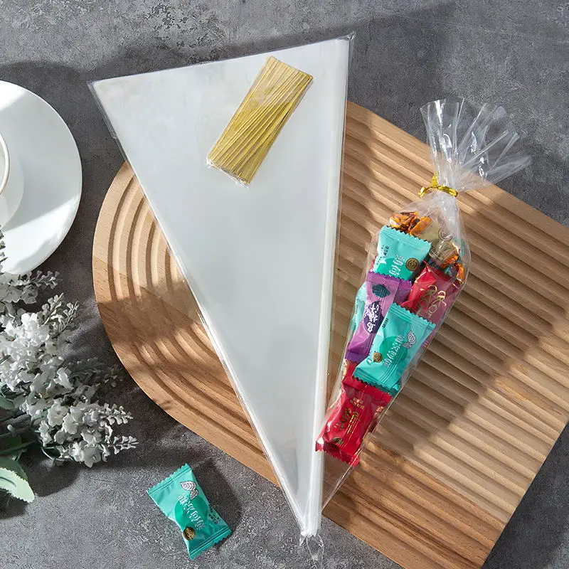 50 шт. пластиковые прозрачные пакеты для конфет целлофановые треугольные закусок