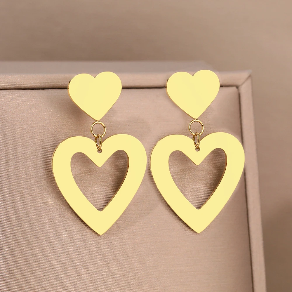 

Серьги из нержавеющей стали Романтические Подвески Сердца Модные Изящные Модные Серьги Капли Для Женщин Ювелирные Изделия Kpop Свадебная Ве...