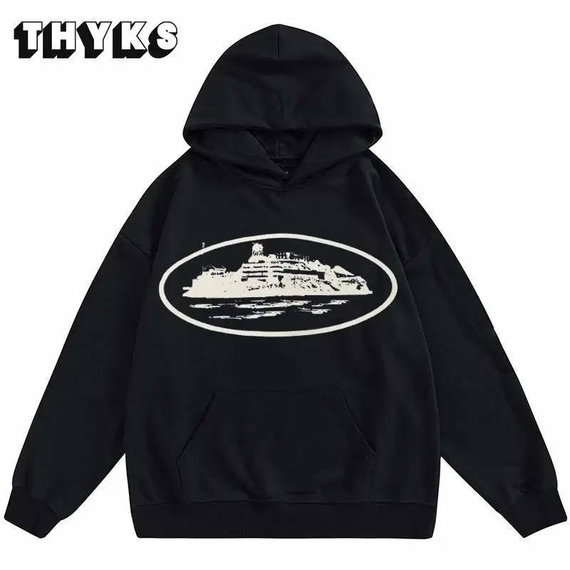 

Hip Hop Sports Hoodies Men Sailing Cruise Print Sweatshirt Streetwear Harajuku Cotton Black Loose Letter Pullover Unisex Autumn