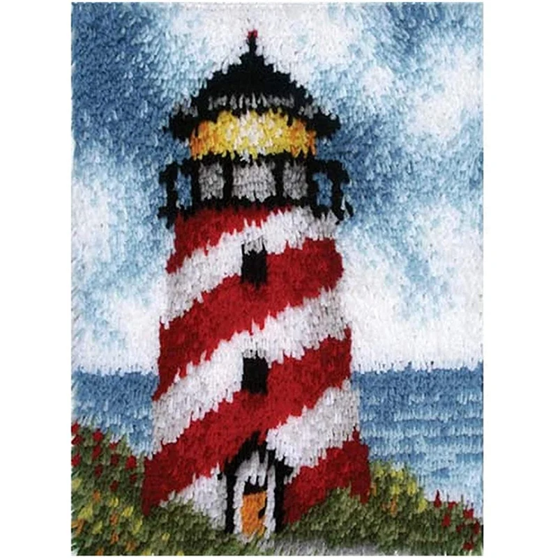 

Latch Hook Kits Cushion Rug Making Kit For Adults Kids Beginners DIY Crochet Yarn Kits With Colorful Pattern Printed