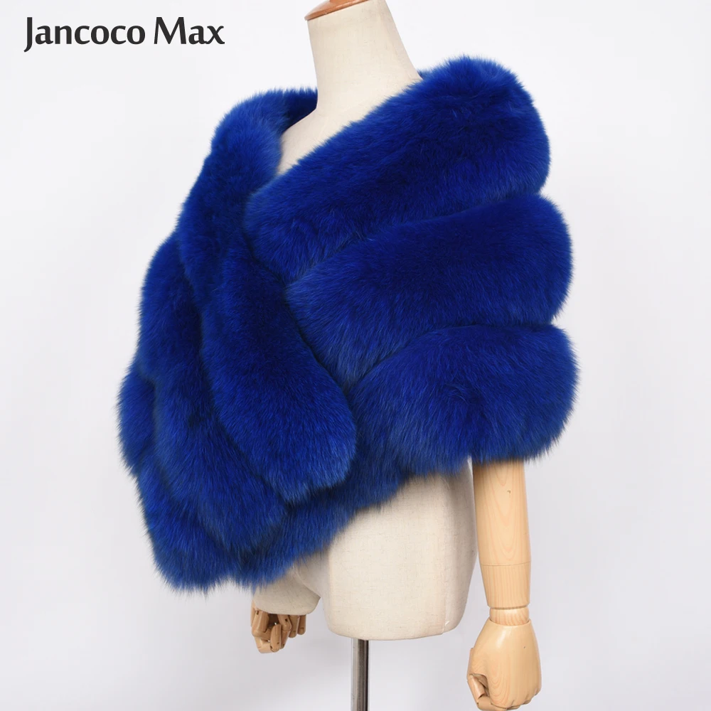 Top Winter Fashion Quality Women's Wedding Poncho Real Fox Fur Cape Luxury Warm Natural Fur Pashmina Shawl S7467 enlarge