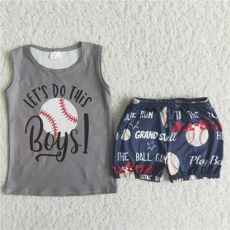 

Let's Do This Boys Sleeveless Casual 2pcs Fashion New Arrival Kids High Quality Shorts Summer Kids Outfits