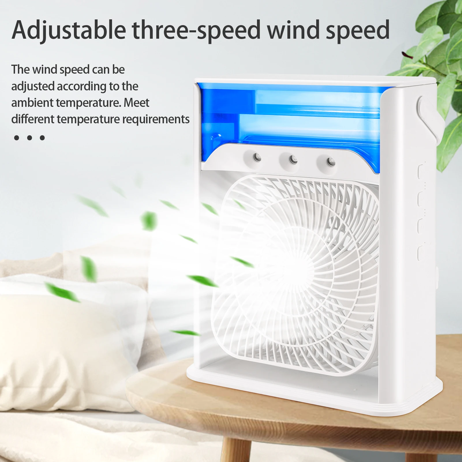 

Portable Air Conditioner 4 In 1 Air Cool Fan 3 Fan Speeds LED Display Evaporative Air USB Power Humidifier Air Purifier For Room