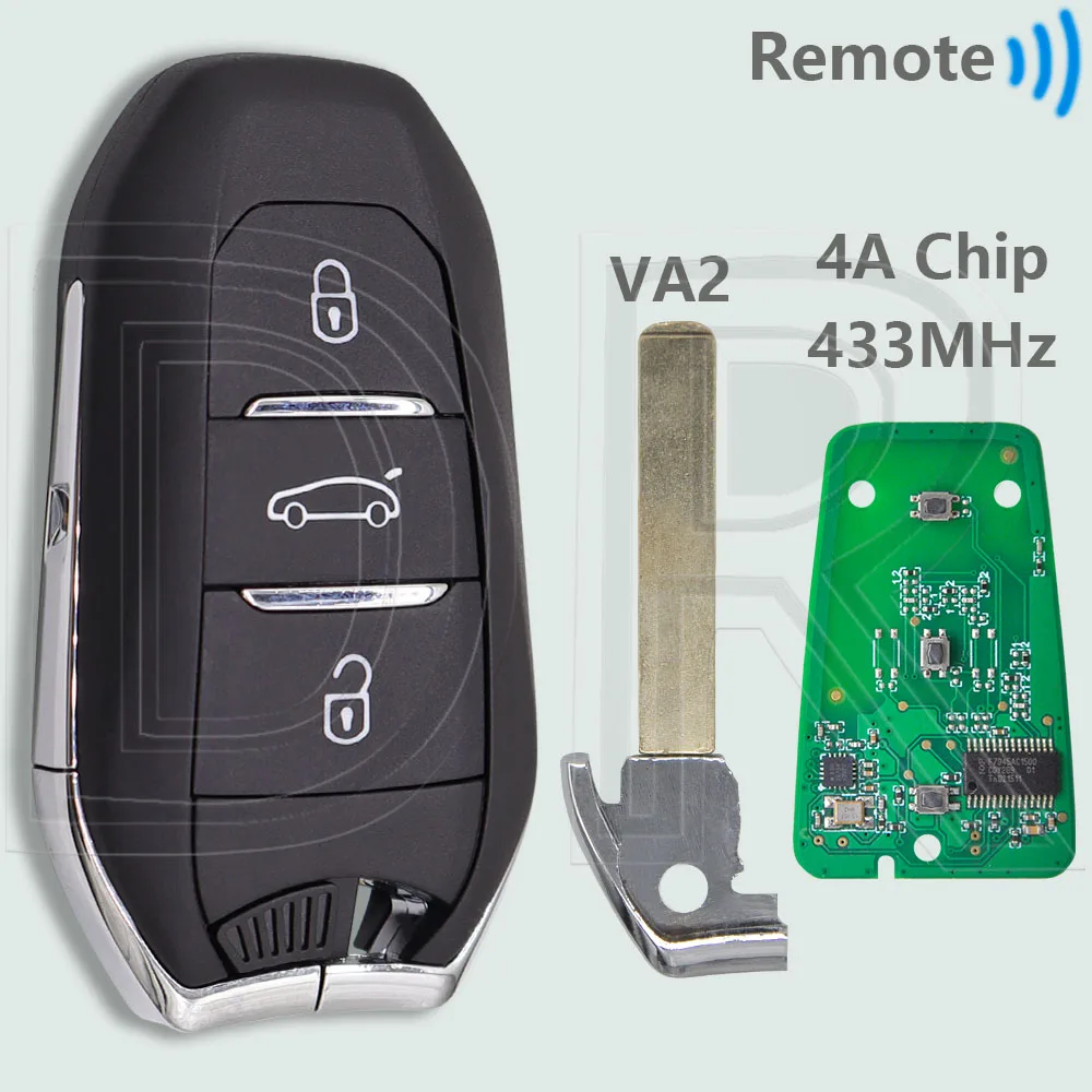 

DR ID46/4A PCF7945/53 433 МГц бесконтактный автомобильный дистанционный ключ для Peugeot 208 301 308 508 3008 5008 Citroen C3 C4 C4L C5 Picasso DS5 DS6