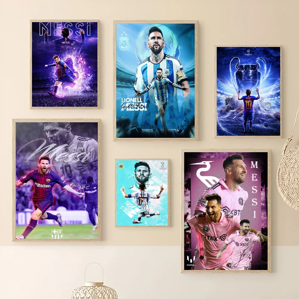 Самоклеящийся Липкий Постер Football Star M-messi Необычная Наклейка На Стену Для