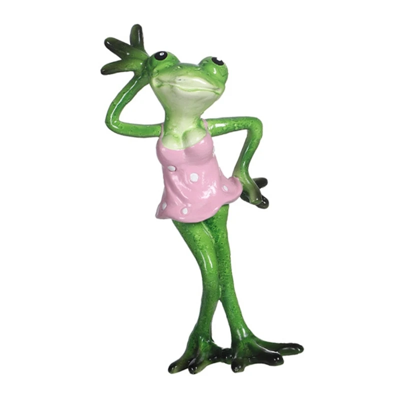 Очаровательные смолы фигурка лягушки розовое платье признание в любви статуя