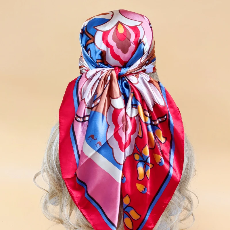 

2023 роскошный Шелковый хиджаб 90x90 см модные шарфы на все четыре сезона новый дизайн женский квадратный головной платок Популярные солнцезащитные пляжные шали