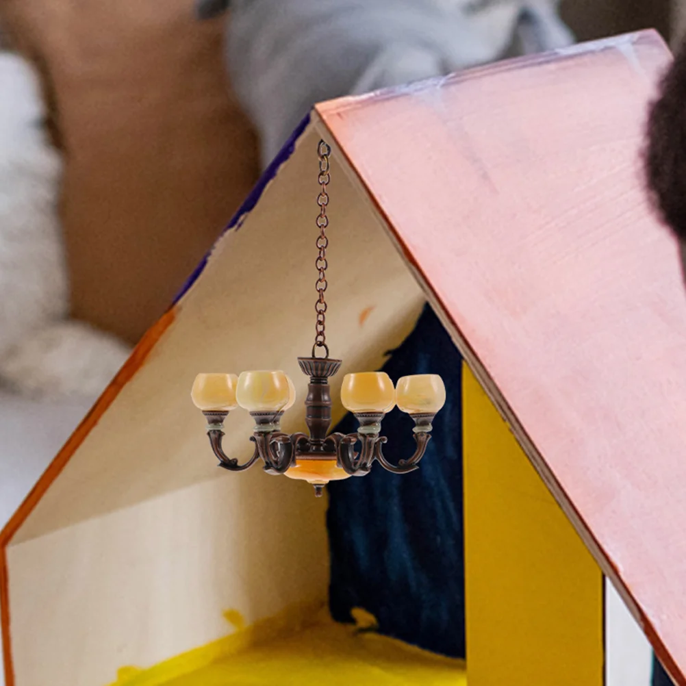 2 шт. люстра для кукольного домика подвесной светильник имитация мини-лампы