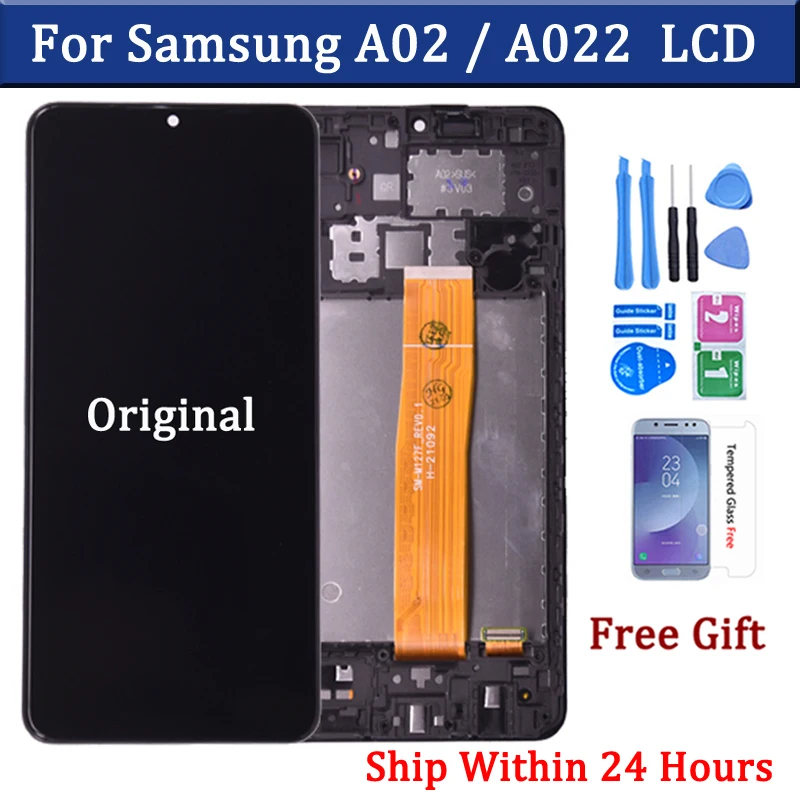 Оригинальный дисплей для Samsung Galaxy A02 A022 A022m, ЖК-дисплей, сенсорный экран, дигитайзер, полная яркость/яркость, яркость/яркость