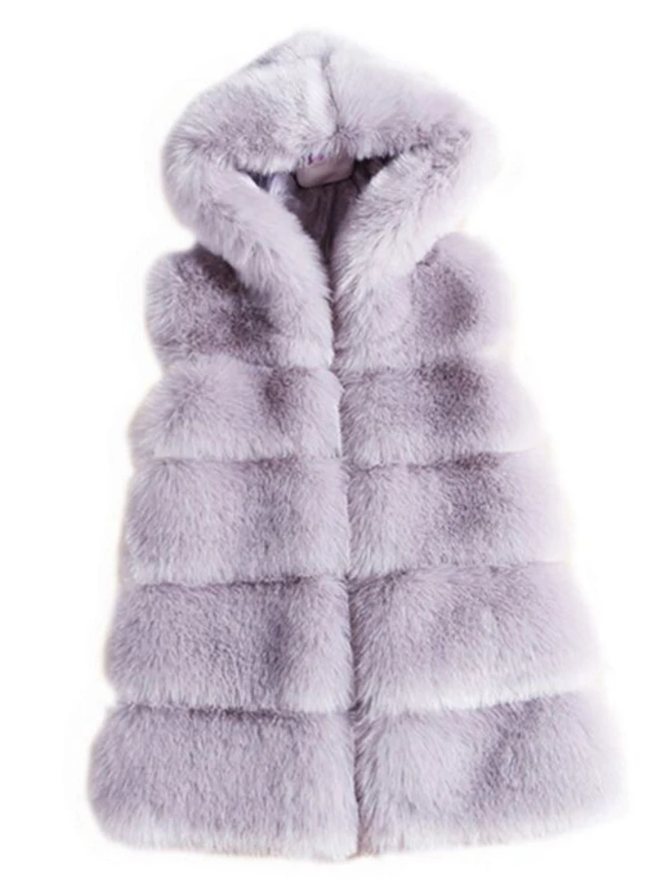ICCLEK 2018 new autumn and winter fox fur vest hooded horizontal imitation fur vest female