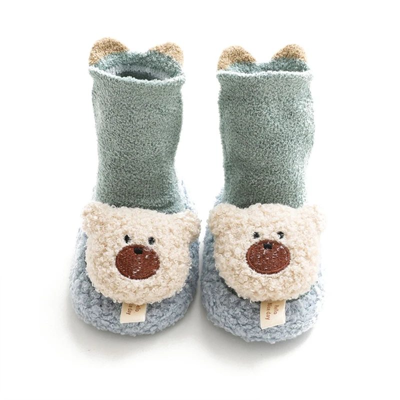 

Baby Non-slip Floor Socks Soft Cotton Fuzzy Slipper Socks Winter Fluffy Warm Thick Socks Newborn Cute Cartoon Doll Toddlers Fir
