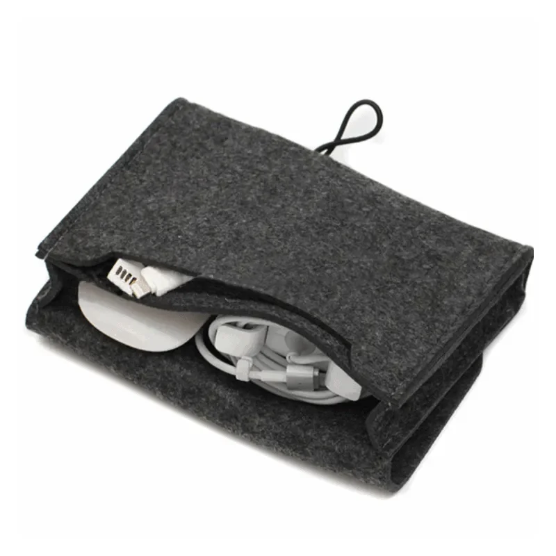 Cable Travel Organizer Coin Purses Key Package Earphone Chargers Storage Bag Mouse Organizer Mini Felt Pouch