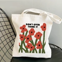 dont over think it printed canvas bag harajuku shoulder bag tote shopping bag