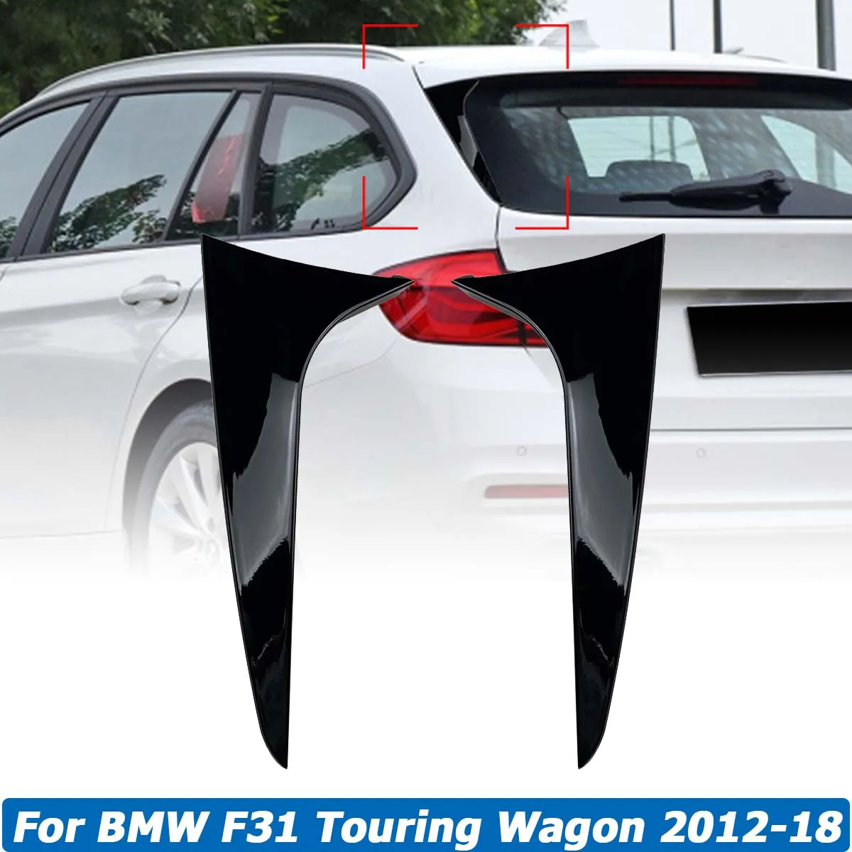 

For BMW 3 Series F31 Touring Wagon 2012-2018 Rear Window Splitter Side Spoiler Canards Aprons Sticker Body Kit Car Accessories