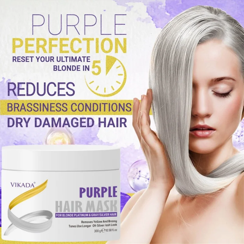 

Purple Hair Mask Toner Blonde Platinum Gray Sliver Brassiness Conditioner Curly Remove Yellow Brossy Nourishing Beauty Hair Care