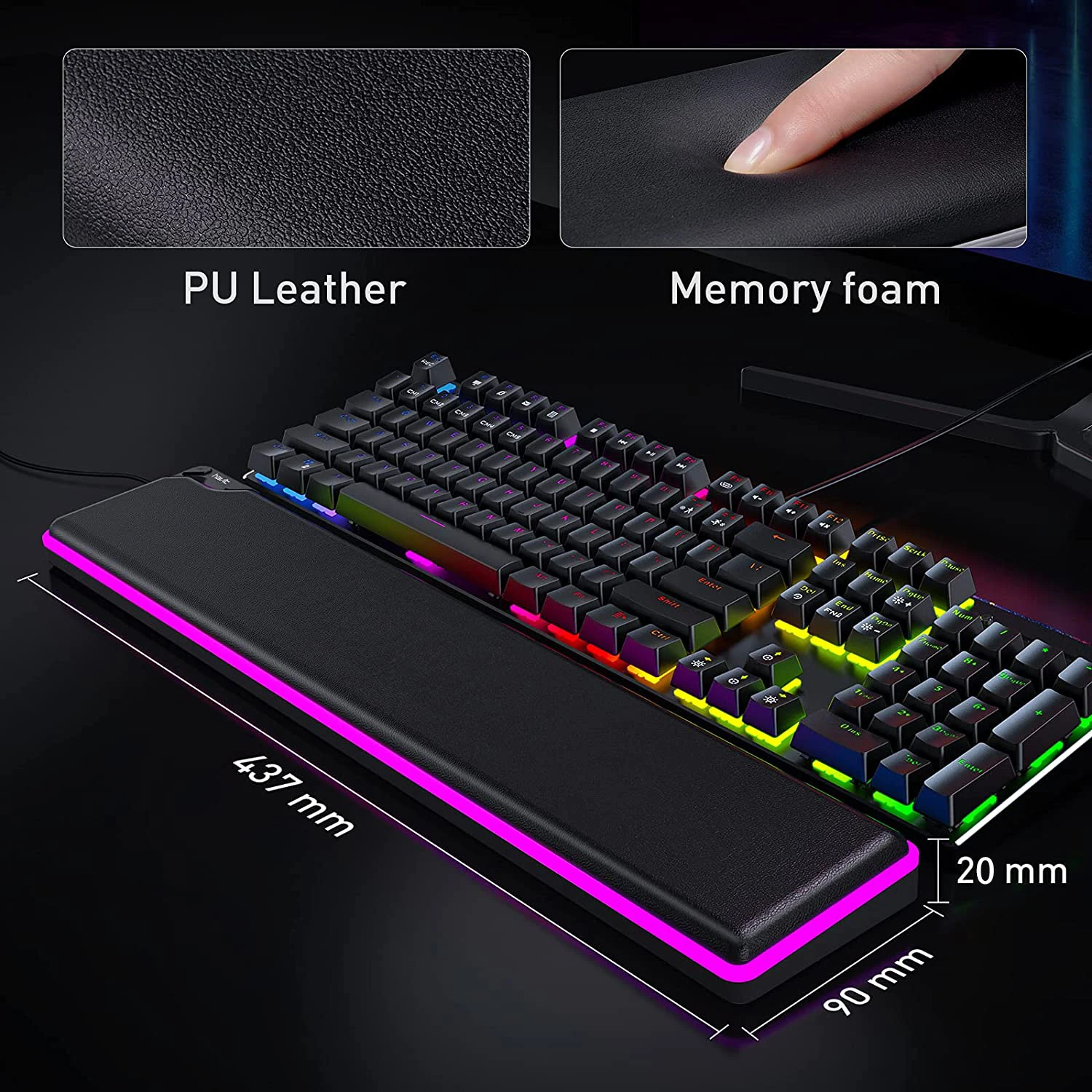 Клавиатура Havit подставка для запястья RGB рук поддержка эргономичной пены памяти