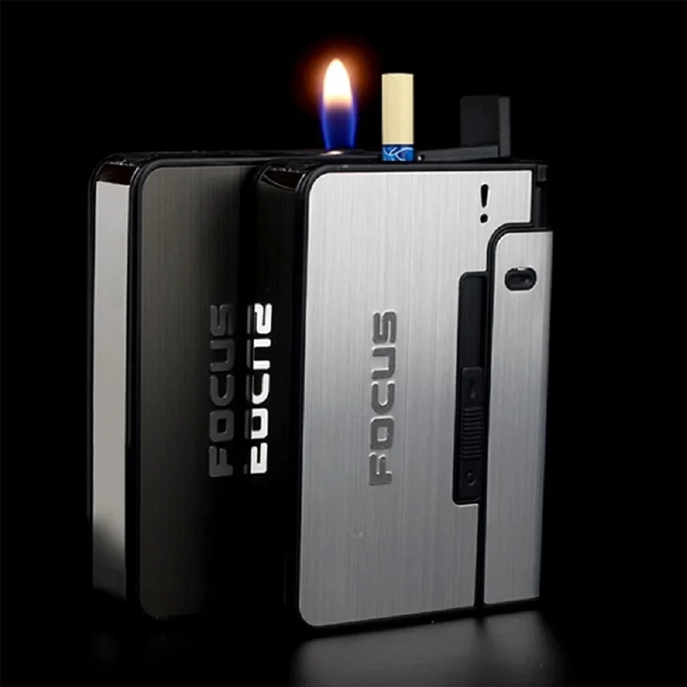 

Fashion Automatic Cigarette Case Portable Metal Cigarette Holder Boxes Case Not Lighter Gadget For Men Christmas Gifts