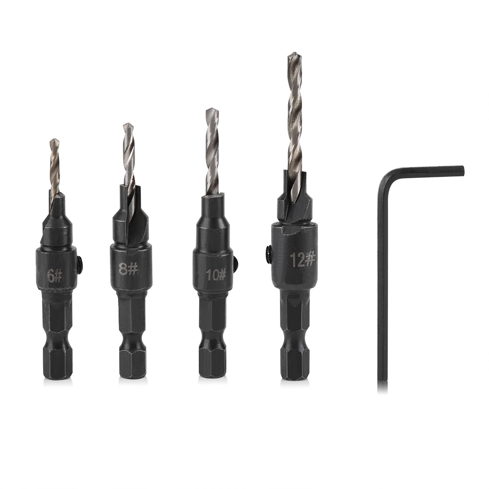 

1/4inch Hex Shank HSS Drill Bits Quick Change #6 #8 #10 #12 Countersink Woodworking Tool Drill Bit Drill Bit