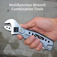 adjustable wrench outdoor edc multifunctional spanner folding knife combination tools with hidden screwdriver bits bottle opener